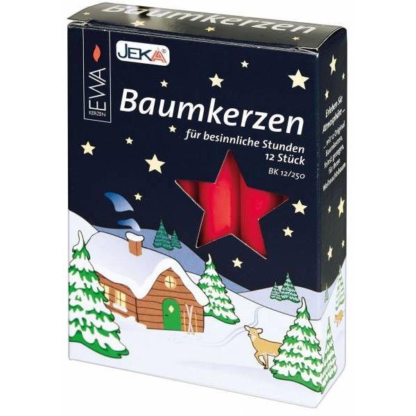 Ebersbacher Baumkerzen 12 Stück rot 15 x 125 mm Weihnachtsbaumkerzen Christbaumkerzen Minikerzen