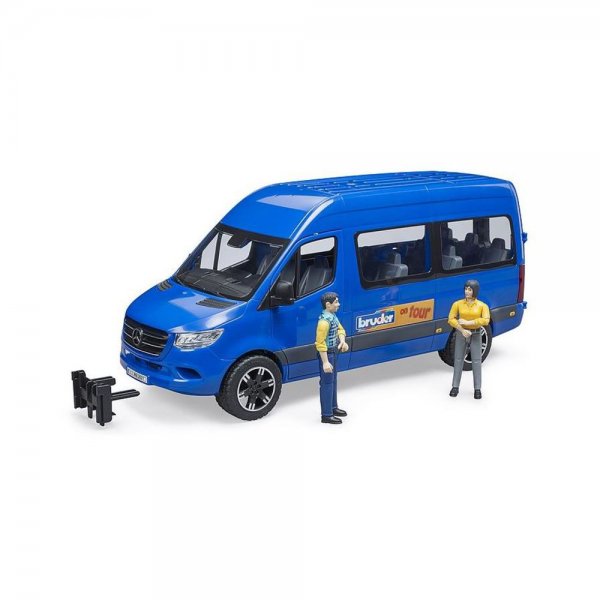 Bruder Mercedes Benz Sprinter Transfer mit Fahrer und Fahrgast 1:16 Spielzeugauto Fahrzeug Blau