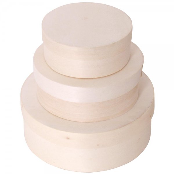 Spandosen-Set rund aus Holz 10-13cm Durchmesser Holz Dosen klein Holzdosen