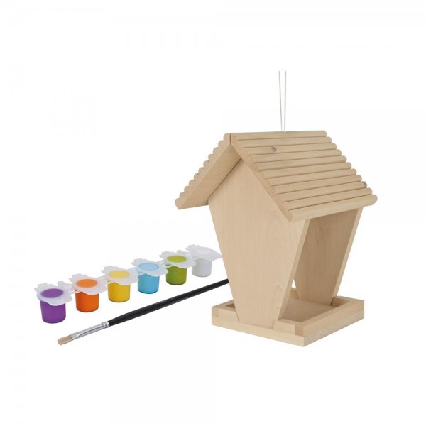 Eichhorn Outdoor DIY Futterhaus 14 x 14 x 24 cm Holz mit 6 Farben Bastelset Bauset