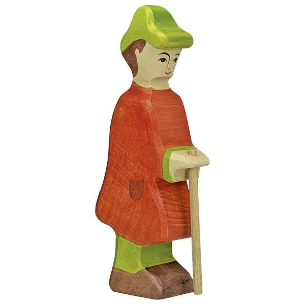 Holztiger Hirte mit Stab Hirtenjunge Holzfigur Dekoration Kinderspielzeug Holz Spielzeug