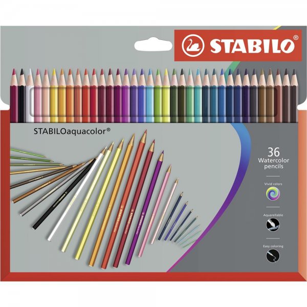 Aquarell-Buntstift - STABILO aquacolor - 36er Pack - mit 36 verschiedenen Farben