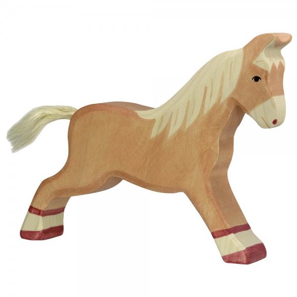 Pferd, laufend, hellbraun, ca. 17,5 x 2,8 x 13,5 cm, Holzfigur, Holzspielzeug