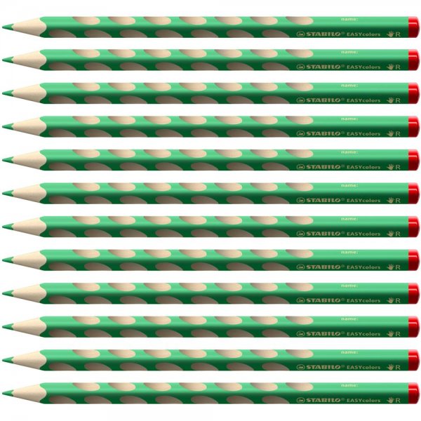 Ergonomischer Buntstift für Rechtshänder - STABILO EASYcolors - 12er Pack - deckgrün opaque
