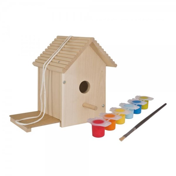 Eichhorn Outdoor DIY Vogelhaus 14 x 14 x 24 cm Holz mit 6 Farben Bastelset Bauset
