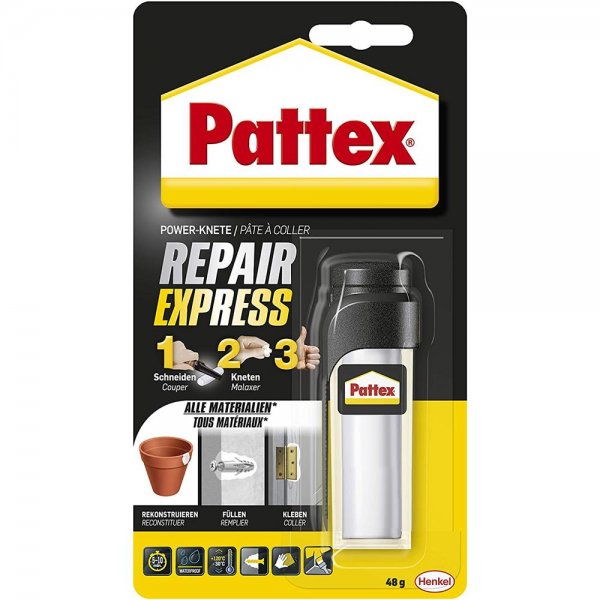 Pattex Powerknete Repair Express, Modelliermasse Kleben & Reparieren lackier- und schleifbare Knete