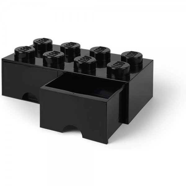 LEGO® Storage Brick 8 Schwarz mit 2 Schubladen Aufbewahrungsbox Baustein stapelbar