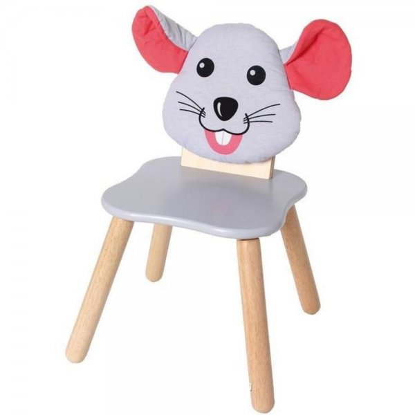 Kinderstuhl Maus grau aus Holz abgerundete Ecken Kindermöbel mit Tiermotiv