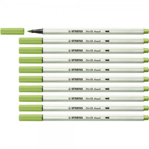 Premium-Filzstift mit Pinselspitze für variable Strichstärken - STABILO Pen 68 brush - 10er Pack - pistazie