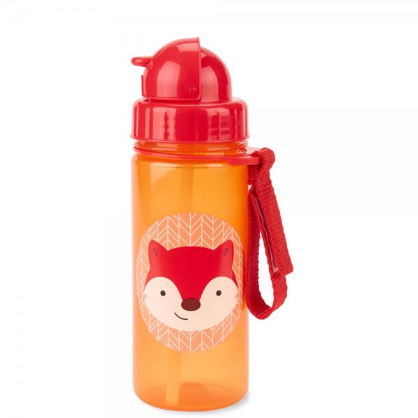 Skip Hop Zoo Trinkflasche - Fuchs - Wasserflasche mit Strohhalm und Halteschlaufe