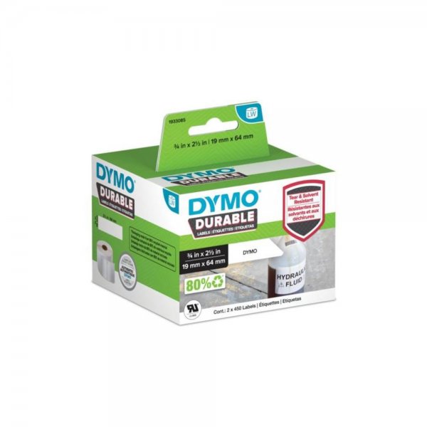 Dymo LabelWriter Durable Etiketten 19 x 64 mm 2 Rollen a 450 Etiketten Labels