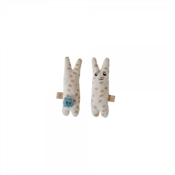OYOY Babyrassel Rabbit Beige Baumwolle 16 x 5 x 5 cm Babyspielzeug Hase Spielzeugrassel
