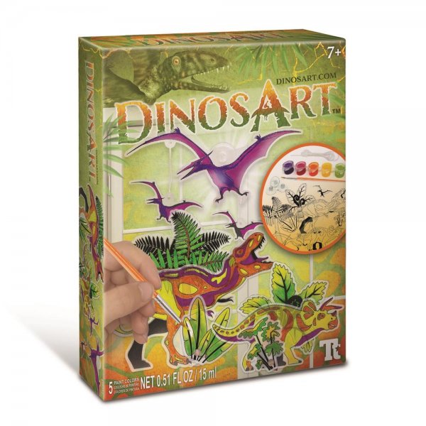 DinosArt Fensterbilder Bastelset für Dinosaurier-Fans Kreativset ab 7 Jahre