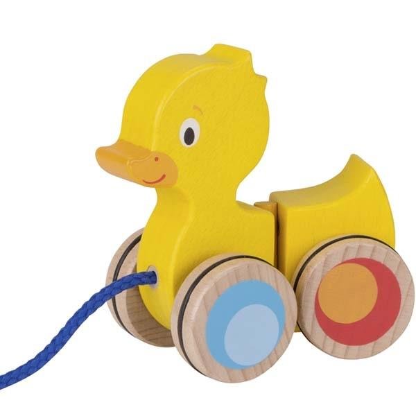 Goki Ziehtier Watschel Ente Holzspielzeug Kinderspielzeug Schiebetier Nachziehtier