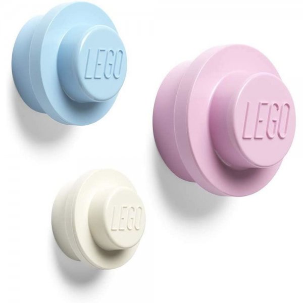 Lego Wandhalter-Set (Weiß, Hellblau, Pink) Haken Wandhaken