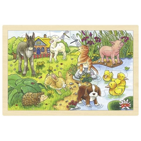 Goki Einlegepuzzle Tierkinder II Steckpuzzle Holzspielzeug Lernpuzzle Kinderpuzzle