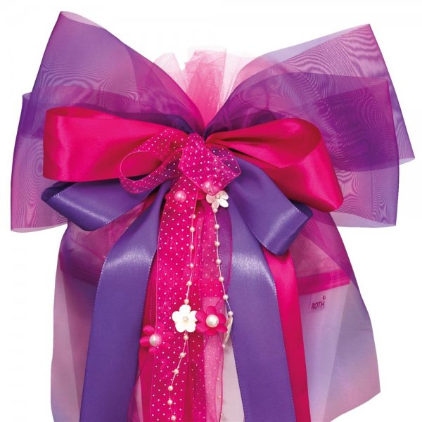 Roth XXL Schultütenschleife Purple Blooming 63 x 32 cm Polyester Lila Pink Schleife für Zuckertüte