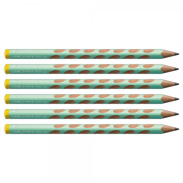 Ergonomischer Dreikant-Bleistift für Linkshänder - STABILO EASYgraph in pastellgrün - 6er Pack - Härtegrad HB