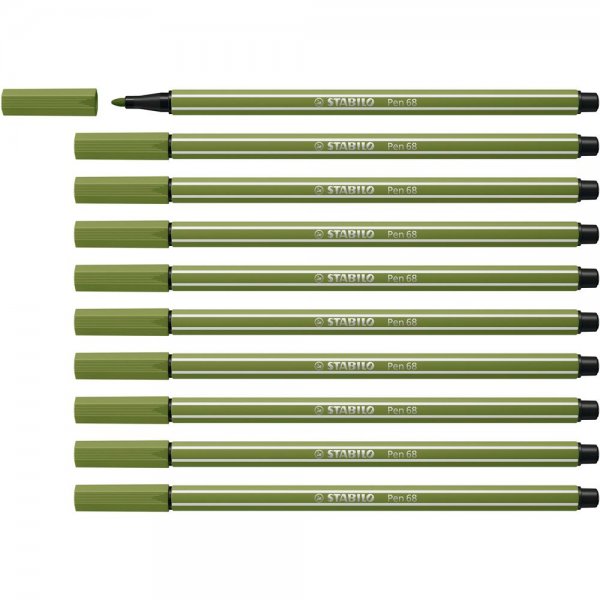 Premium-Filzstift - STABILO Pen 68 - 10er Pack - moosgrün