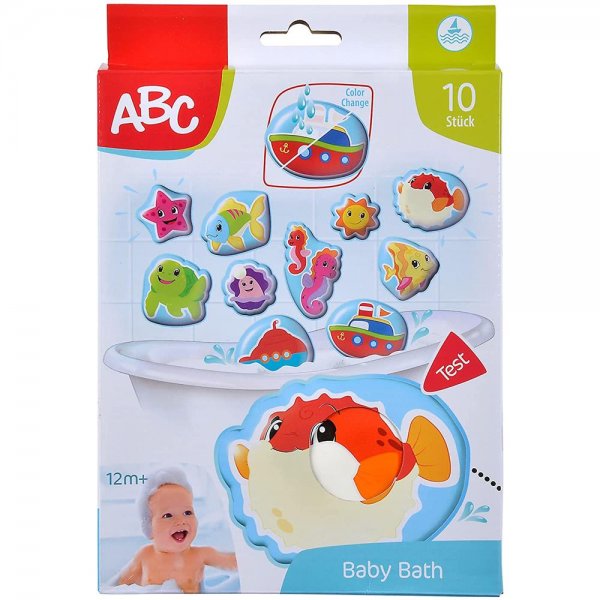 Simba ABC Magisches Badepuzzle Badesticker 10 Stück Haften am Badewannenrand Badespaß bunte Motive Farbwechsel Badewannenspielzeug ab 12 Monaten