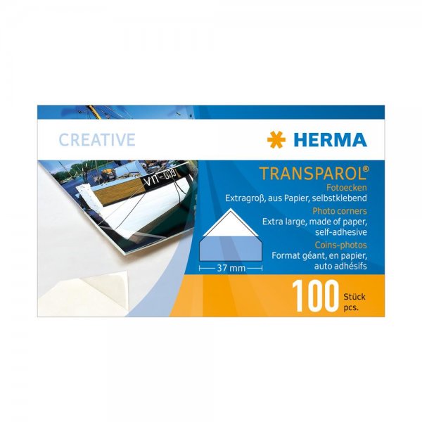 HERMA 1302 Transparol Fotoecken XXL 100 Stück 2er-Streifen selbstklebend transparent