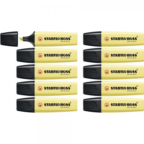 Textmarker - STABILO BOSS ORIGINAL Pastel - 10er Pack - pudriges Gelb