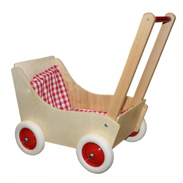 Holz-Wenzel Holz Puppenwagen Laura mit Garnitur Holzspielzeug