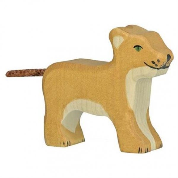 Holztiger Holzfigur Figur Löwe klein stehend Spielzeug Deko