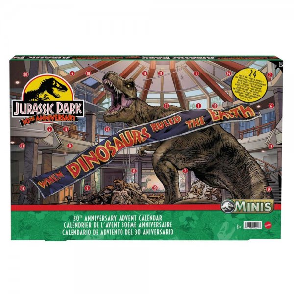Mattel Jurassic World Adventkalender 30. Jubiläum Spielwelt mit Figuren für Kinder ab 4 Jahren