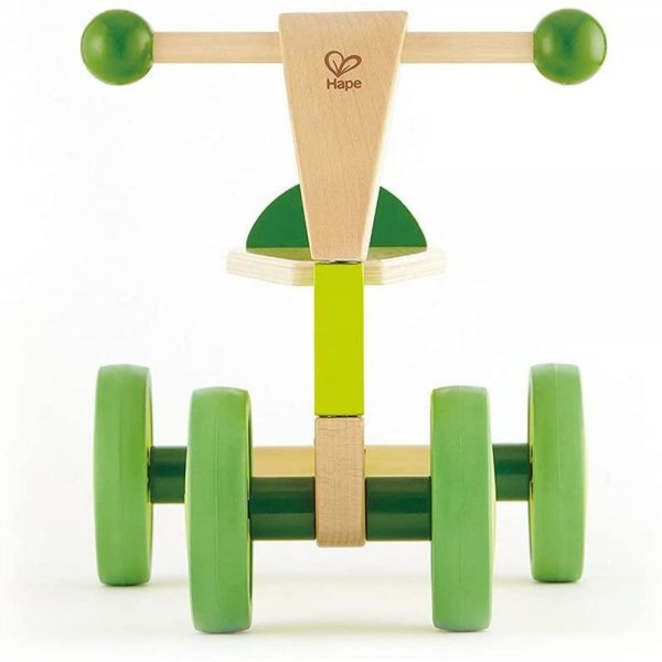 Hape Holz Rutschrad für Kleinkinder Hellgrün Gummiräder Fußbodenschonend langlebig Lauflernwagen