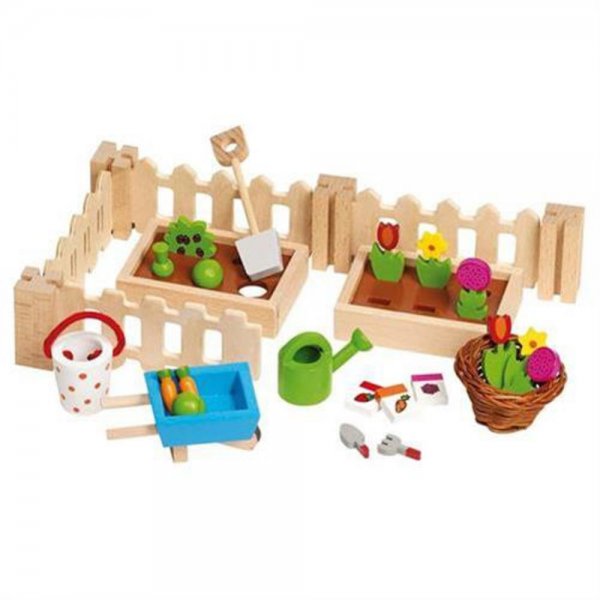 Goki 51729 - Puppenzubehör - Mein, kleiner Garten Holz Set Kleinteile Puppenhaus