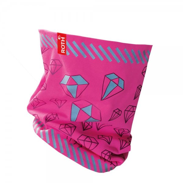 Roth Jersey Schlauchschal Diamant Pink 50-54 cm reflektierend für Kinder 5-8 Jahre Halstuch