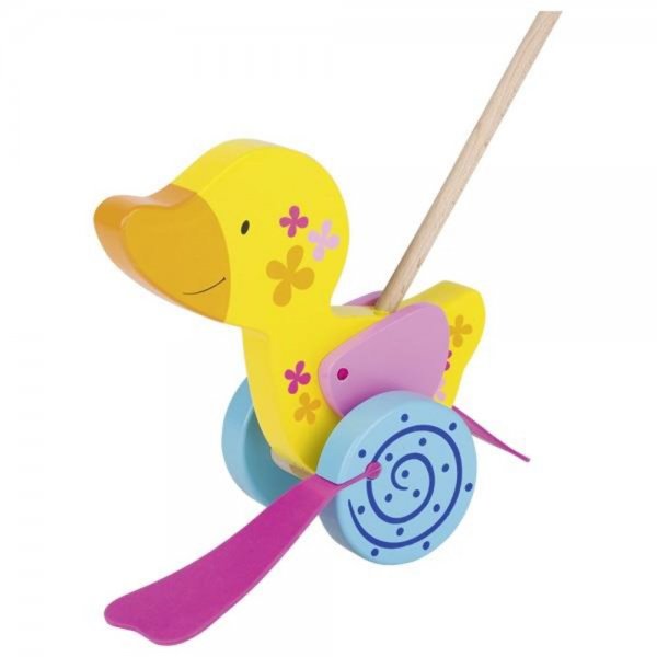 Goki Schiebetier Ente Susibelle mit Watschelfüße Holzspielzeug Kleinkindspielzeug ab 1 Jahr