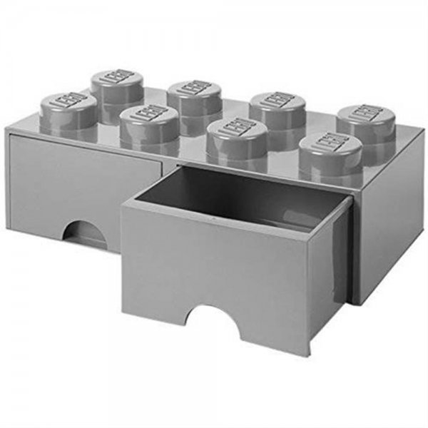 LEGO® Storage Brick 8 Grau mit 2 Schubladen Aufbewahrungsbox Baustein stapelbar
