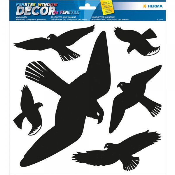 HERMA 5999 Fensterbild Warnvögel schwarz Aufkleber aus wetterfester Hartfolie