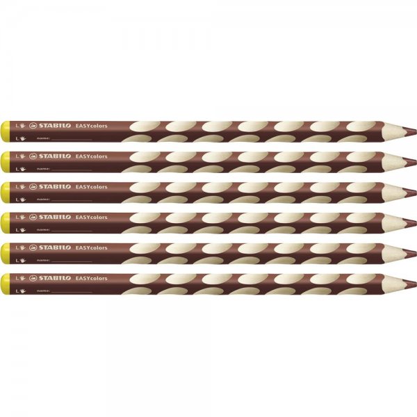 Ergonomischer Buntstift für Linkshänder - STABILO EASYcolors - 6er Pack - hellbraun