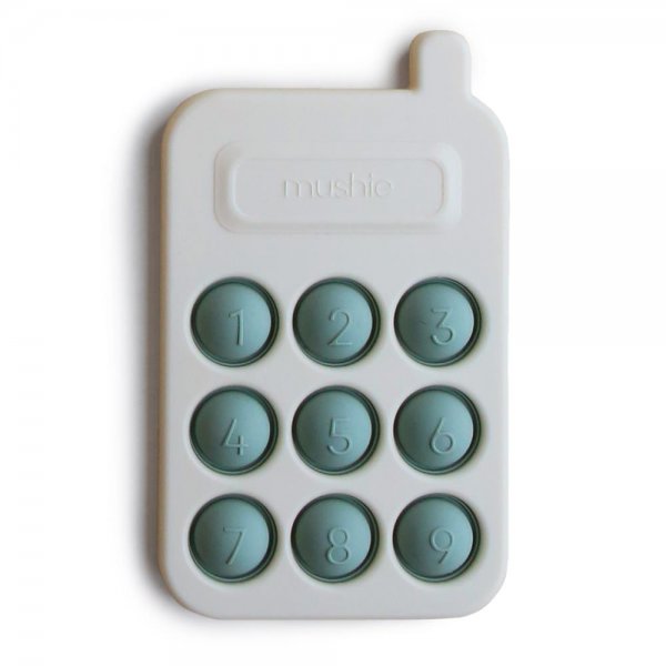 Mushie Sensorik-Spielzeug Telefon Blau fördert die Feinmotorik Handy-Druckspielzeug Babyspielzeug