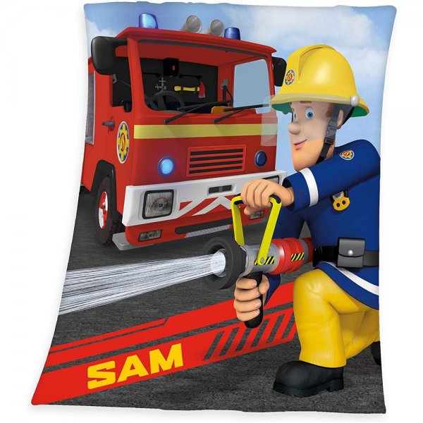 Herding Feuerwehrmann Sam Fleecedecke 130x160 cm Kuscheldecke flauschig pflegeleicht atmungsaktiv