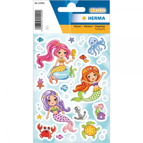 HERMA 15509 Sticker Little Mermaid Transpuffy Aufkleber Etikett selbstklebend Mädchen