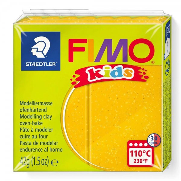 Staedtler FIMO kids glitter gold 42g Modelliermasse ofenhärtend Knetmasse Knete Kinderknete