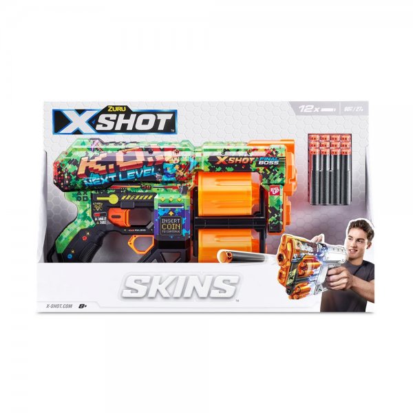 ZURU X-Shot Skins Dread K.O. Blaster mit Platz für 12 Darts und einer Reichweite von 27 m
