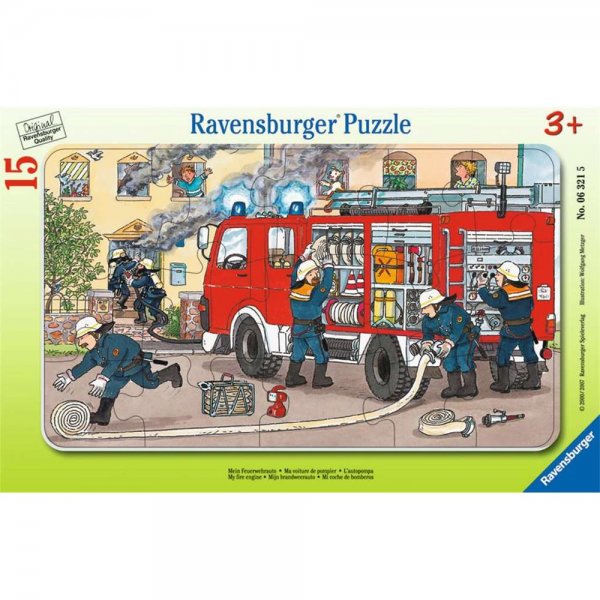 Ravensburger Kinderpuzzle Mein Feuerwehrauto 15 Teile Rahmenpuzzle geeignet ab 3 Jahren