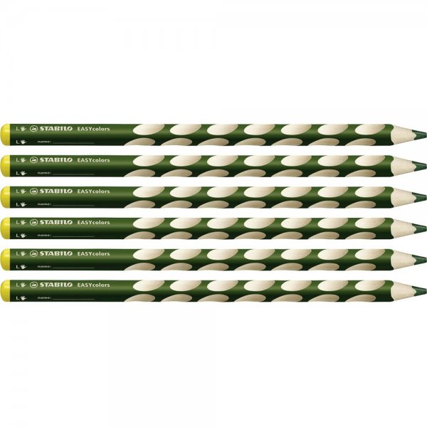 Ergonomischer Buntstift für Linkshänder - STABILO EASYcolors - 6er Pack - laubgrün