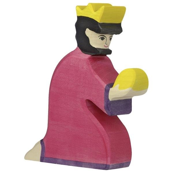 Holztiger Balthasar rot Spielfiguren Holzfigur Krippenfigur Handarbeit Krippe Holzspielzeug