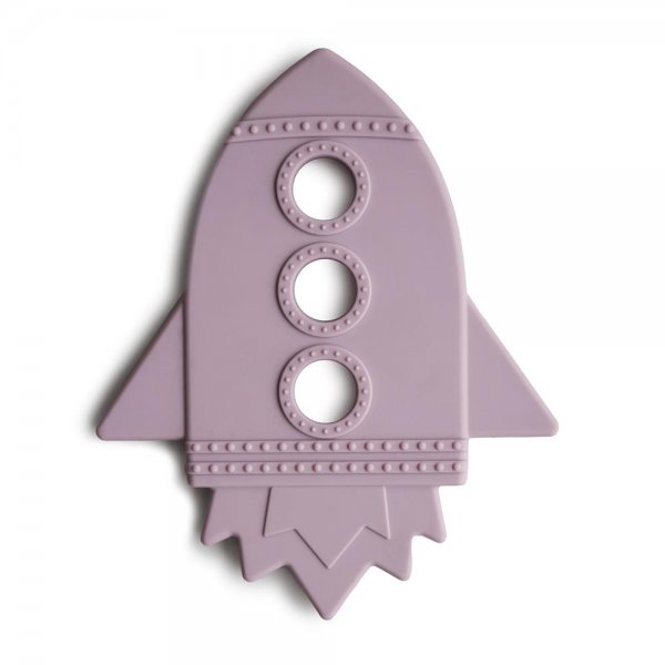 Mushie Beißring Rakete aus Silikon Soft Lilac Babyspielzeug Zahnungshilfe BPA-Frei
