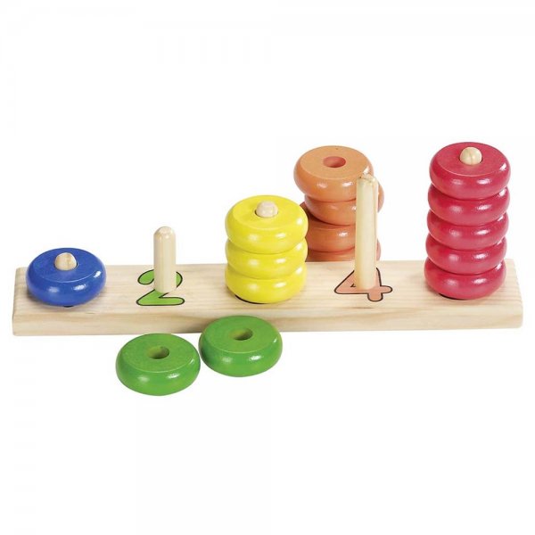 Goki Sortierspiel Lerne Zählen mit Ringen Stapelspiel mit 15 bunten Ringen neu