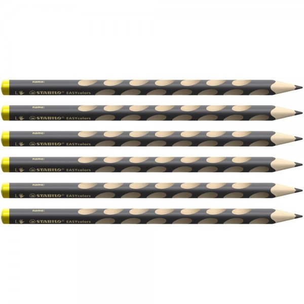 Ergonomischer Buntstift für Linkshänder - STABILO EASYcolors - 6er Pack - grau