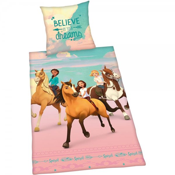 Herding Bettwäsche Spirit 135x200 cm rosa Pferde Bettbezug Kissenbezug atmungsaktiv