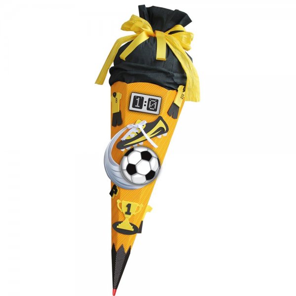 Roth Basteltüte Fußball 68 cm eckig Rot(h)-Spitze Kreppverschluss Schultüte zum Basteln Gelb