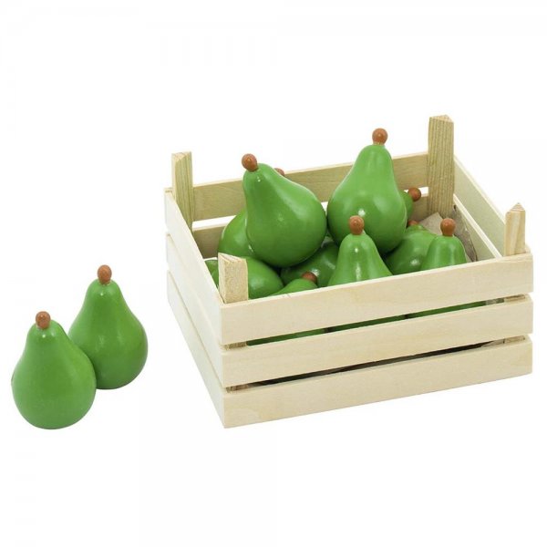 Birnen in Obstkiste, Kiste 13,6 x 10,6 x 6,8 cm, Kaufmannsladen, Lebensmittel